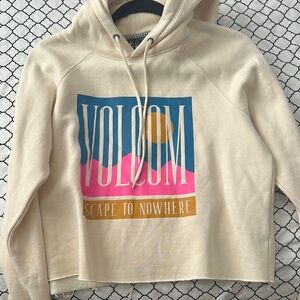 Volcom Cream Hoodie cropped with Graphic‎ Print